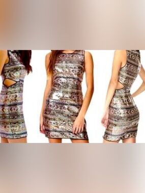 Fantastic Forever 21 Sequined and Cut out Sleeveless Dress Small